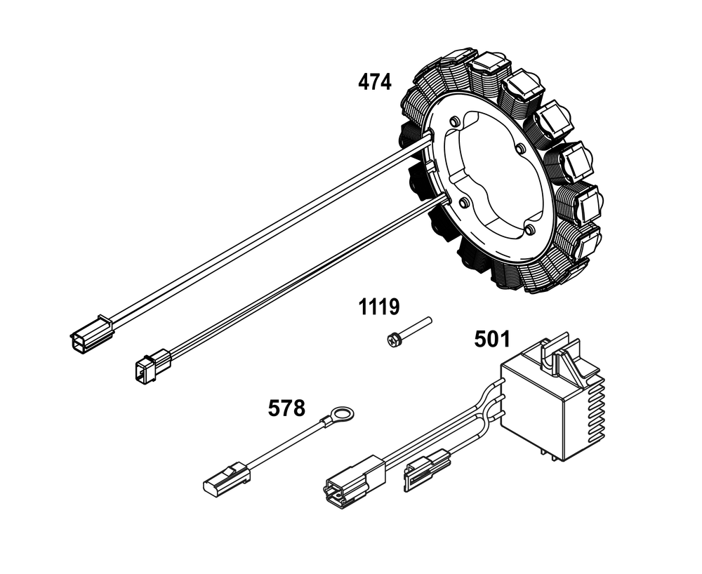 Alternator Group Diagram and Parts List for 38E347-0108-G1 200000 - 399999 Briggs and Stratton Engine